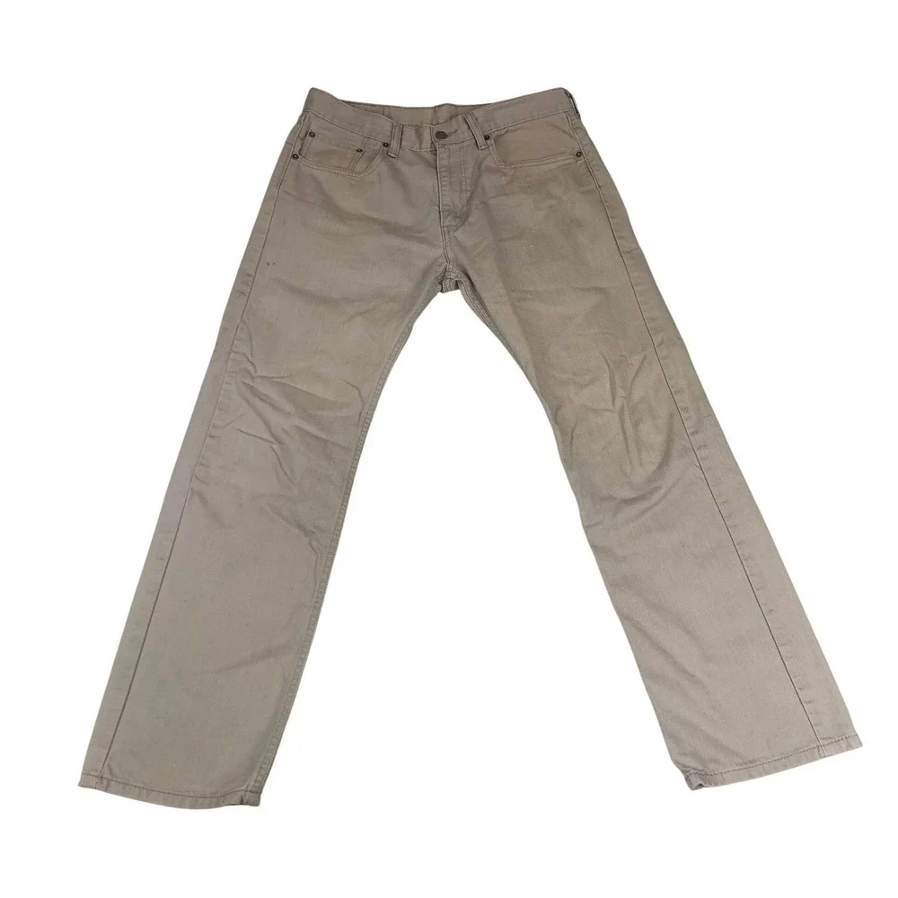 Levis 505 Regular Fit Jeans Mens 32x30 Tan Khaki Straight Leg Denim Pants 00505